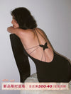 French beautiful lace slip dress, summer design sense to wear a unique hot girl temperament, backless mom long dress