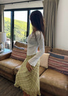 ITSNIKAR FRENCH GREEN SKIRT WOMEN'S SPRING/SUMMER RUFFLES HIGH WAIST SLIM MERMAID CHECK SKIRT
