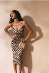 ITSNI French Check Slip Dress Women's Spring/Summer Retro Slim Hip Skirt Slim Sexy Skirt
