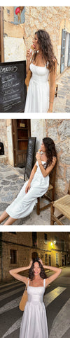 ITSNIKAR French Vintage White Moonlight Dress Women's Design Sense Temperament Slip Dress Gentle Wind White Skirt