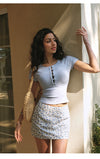 ITSNIKAR classic print design skirt women's early spring slim slim slim hip skirt low waist a-line short skirt