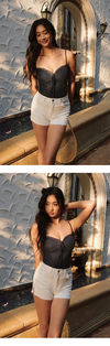 ITSNIKAR French retro slit white denim shorts European and American sexy slim hip wrap versatile high-waisted hot pants