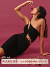 ITSNIKAR Hepburn Slant Shoulder Slip Dress Women's Summer Black Cut-out Lace Panel Hip Wrap Midi Skirt