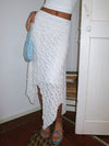 ITSNIKAR WHITE HEAVY LACE SKIRT WOMEN'S ROMANTIC RETRO WRAP SKIRT DECONSTRUCTED THREE-DIMENSIONAL MIDI SKIRT