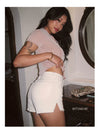 ITSNIKAR French retro slit white denim shorts European and American sexy slim hip wrap versatile high-waisted hot pants