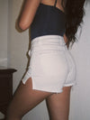 ITSNIKAR French retro slit white denim shorts European and American sexy slim hip wrap versatile high-waisted hot pants