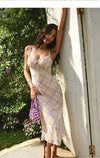 ITSNIKAR classic check slip dress, women's summer texture, slim hip skirt, slim and sexy long skirt