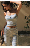 ITSNIKAR OLD MONEY STYLE FRENCH STRIPED SUSPENDER FASHION SUIT WOMEN'S SPRING SUMMER SLIM SLIM SLIM PANTS TWO-PIECE SET