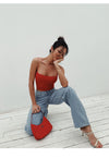 ITSNIKAR red camisole women's European and American flat tube top new detachable with chest pad wrapped chest wear