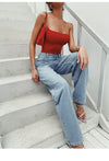 ITSNIKAR red camisole women's European and American flat tube top new detachable with chest pad wrapped chest wear
