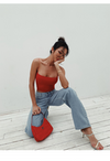 ITSNIKAR red camisole women's European and American flat tube top new detachable with chest pad wrapped chest wear