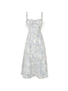 FRENCH TEMPERAMENT LACE BLUE FLORAL DRESS | BLUE SEA