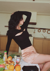 ITSNIKAR soft light cream satin bread hip skirt pants female summer European and American solid color wild a-line high waist skirt