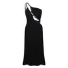 ITSNIKAR Hepburn Slant Shoulder Slip Dress Women's Summer Black Cut-out Lace Panel Hip Wrap Midi Skirt