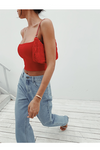 ITSNIKAR red camisole women's European and American flat tube top new detachable with chest pad wrapped chest wear
