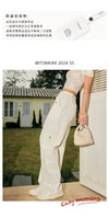 ITSNIKAR Babes High Waist Stereo Pocket Straight Cargo Pants Women's Elasticated Waist Casual Drap Wide Leg Pants