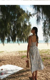 FRENCH TEMPERAMENT LACE BLUE FLORAL DRESS | BLUE SEA