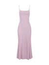 ITSNIKAR vintage pearl slip dress women's spring square neck design knit skirt slim slim long skirt