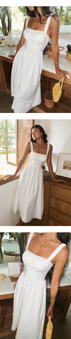 ITSNIKAR French Vintage White Moonlight Dress Women's Design Sense Temperament Slip Dress Gentle Wind White Skirt