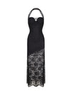 ITSNIKAR [Rome Midnight] black rose lace dress feminine halterneck slip dress dress skirt