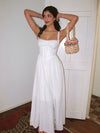 ITSNIKAR french vintage lace dress women's summer sexy waist cinched herringbone slip dress long little white skirt