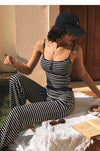 ITSNIKAR OLD MONEY STYLE FRENCH STRIPED SUSPENDER FASHION SUIT WOMEN'S SPRING SUMMER SLIM SLIM SLIM PANTS TWO-PIECE SET