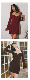 Cross-border Amazon AliExpress European and American women's sexy lace-up halterneck flared sleeve skinny mesh wrap hip dress