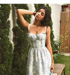 FRENCH TEMPERAMENT LACE BLUE FLORAL DRESS | BLUE SEA
