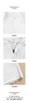 ITSNIKAR French retro slit white denim shorts European and American sexy slim hip wrap versatile high-waisted hot pants
