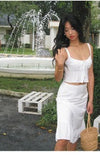 Summer 2024 New French Retro Temperament Suit Feminine White Camisole Skirt Two-Piece Set