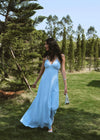 ITSNIKAR French shirred slip dress women's summer vacation style slim wrap hip skirt sexy elegant long skirt