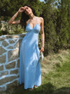 ITSNIKAR French shirred slip dress women's summer vacation style slim wrap hip skirt sexy elegant long skirt