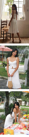 Summer 2024 New French Retro Temperament Suit Feminine White Camisole Skirt Two-Piece Set