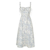 FRENCH TEMPERAMENT LACE BLUE FLORAL DRESS | BLUE SEA