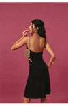 ITSNIKAR Hepburn Slant Shoulder Slip Dress Women's Summer Black Cut-out Lace Panel Hip Wrap Midi Skirt