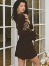 Cross-border Amazon AliExpress European and American women's sexy lace-up halterneck flared sleeve skinny mesh wrap hip dress