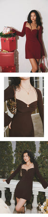 Cross-border Amazon AliExpress European and American women's sexy lace-up halterneck flared sleeve skinny mesh wrap hip dress