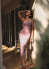 ITSNIKAR vintage pearl slip dress women's spring square neck design knit skirt slim slim long skirt
