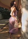 ITSNIKAR vintage pearl slip dress women's spring square neck design knit skirt slim slim long skirt