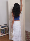 ITSNIKAR WHITE HEAVY LACE SKIRT WOMEN'S ROMANTIC RETRO WRAP SKIRT DECONSTRUCTED THREE-DIMENSIONAL MIDI SKIRT